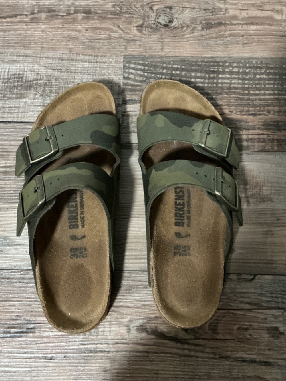 Birkenstock Arizona Camo Green Two-Strap Sandals - Picture 2 of 8